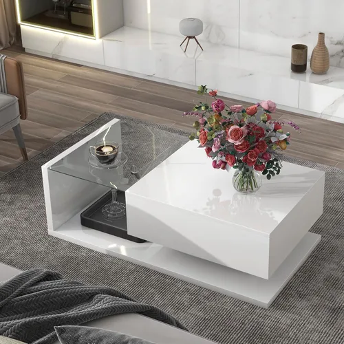 Vista 37 de Mesa auxiliar elevable, mesa auxiliar multifuncional con estantes abiertos, mesa de comedor moderna para sala de estar, oficina en casa (negro #004)