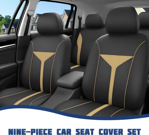 Vista 5 de Juego completo de fundas para asientos de automóvil, transpirables y lavables, con cierre para perros y niños, protector de asiento delantero