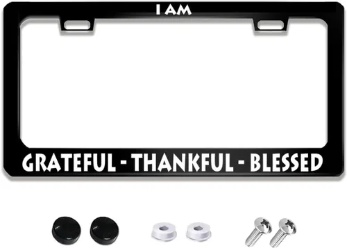 Vista 18 de Blessed by God Spoiled by My Husband - Marco de matrícula de acero inoxidable, divertidos marcos negros con 2 agujeros y tornillos de 12 x 6
