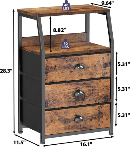 Vista 63 de Furnulem Cómoda negra con 5 cajones, cómoda de tela de torre de almacenamiento vertical para dormitorio, pasillo, entrada, guardería, organizador