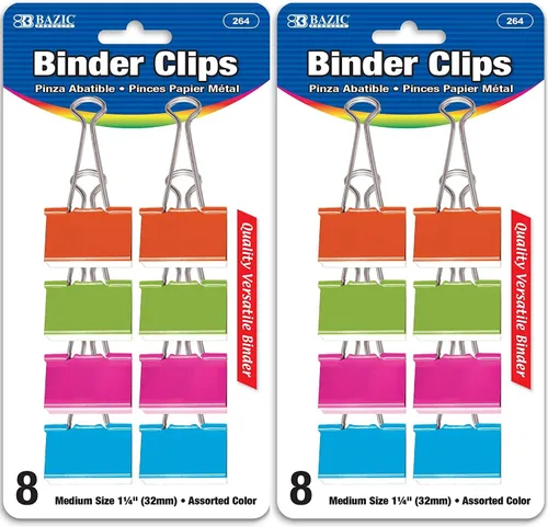 Vista 8 de BAZIC - Clip de carpeta de colores surtidos mediano de 1 1/4 pulgadas (1.260 in) (paquete de 8)