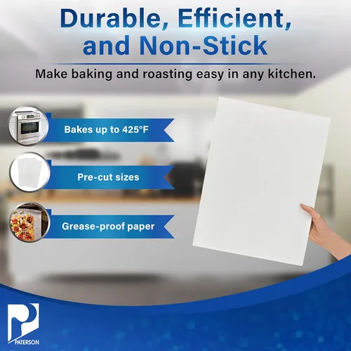 Vista 3 de Paterson Paper - Hojas de papel pergamino reutilizables con revestimiento de quilon blanco de 12 x 16 pulgadas, 1000/caja, 425F, antiadherente/a