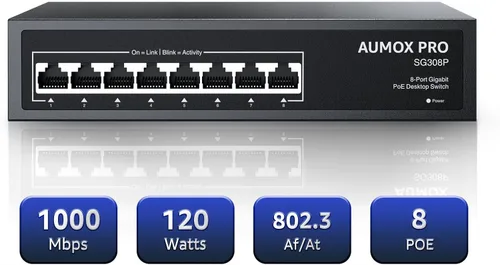 Vista 15 de Conmutador Ethernet Gigabit no administrado de 5 puertos, concentrador de red AUMOX PRO Home, divisor Ethernet de oficina, Plug-and-Play
