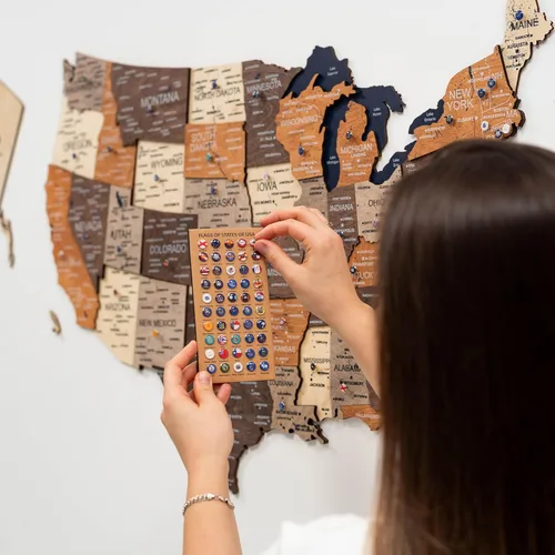Vista 55 de Enjoy The Wood Mapa de Madera de Estados Unidos Lugares Visitados - Rastreador de Viajes de Mapa 3D de Estados de EE.UU. Decoración de Pared