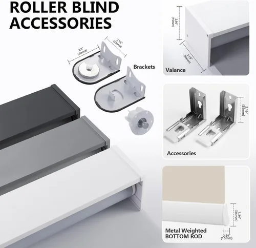 Vista 5 de Persianas opacas motorizadas para ventana, ancho personalizado (21-92 pulgadas), persianas enrollables inalámbricas y recargables con control remoto