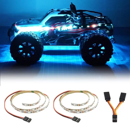 Vista 9 de Tira de luces LED para aviones de ala fija ala con control remoto, drones, autos y camiones de control remoto. Azul