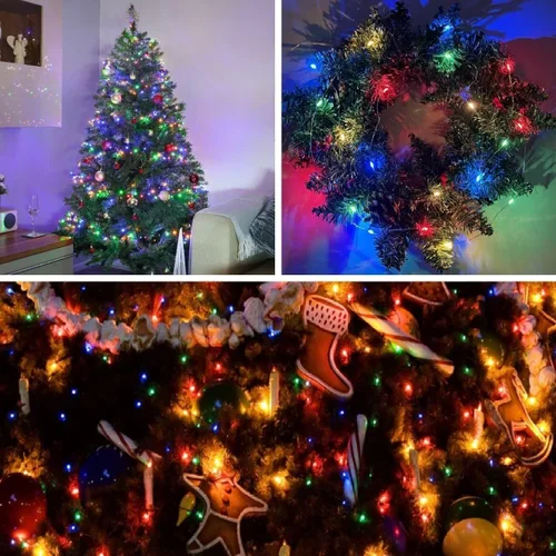 Vista 42 de Paquete de 2 guirnaldas de luces LED, funcionan con pilas, 5 m, 50 luces intermitentes, temporizador, impermeables, para habitaciones, bodas