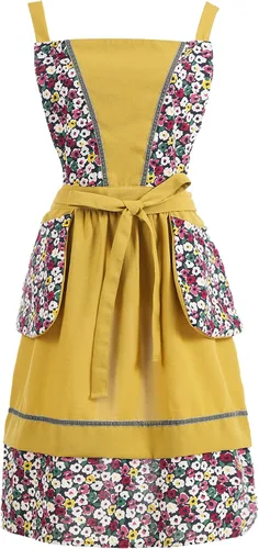 Pinknoke Delantales de cocina para mujer con bolsillos, lindo delantal vintage de chef, delantal pinafore para jardinería, cocina, horneado, pintura