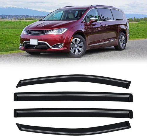 Vista 20 de Viseras de ventana para Chevrolet Silverado y GMC Sierra 1500 Crew Cab 2014-2018, protectores de lluvia, deflector de ventilación, sombra humo