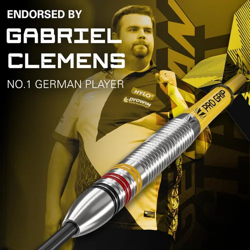 Vista 2 de TARGET Darts Gabriel Clemens Tungsten Steel Tip Darts Set - 9 Pro Grip Shafts - 9 Pro Ultra Flights Dart Wallet - Dart Counter App Coupon Bundle