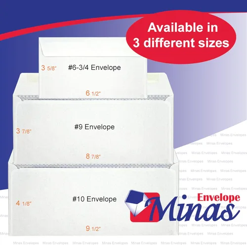 Vista 3 de 100 Minas Envelope - Sobres de negocios #10, 4 1/8 x 9 1/2, ventana izquierda compatible con láser/inyección de tinta, despegar y sellar, teñido
