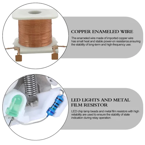 Vista 4 de Relé de potencia electromagnético, relé de 8 pines de 10 AMP 6V CC con base de enchufe, indicador LED, DPDT 2NO 2NC - MY2NJ