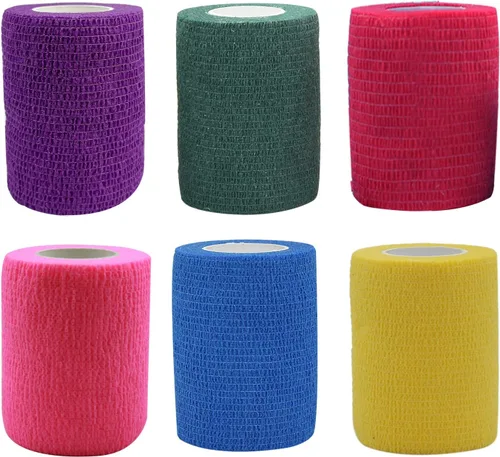 Vista 17 de MINGYUE - Paquete de 6 vendajes autoadhesivos de 3 pulgadas x 5 yardas, cinta atlética, cinta deportiva, cinta de muñeca y tobillo, vendaje cohesivo