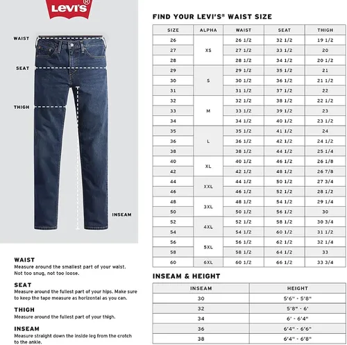 Vista 5 de Levis 505 Fit pantalones de mezclilla para hombre regular y grande y alto