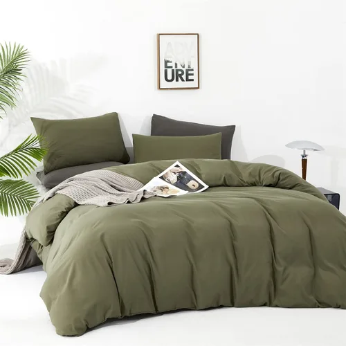 Vista 459 de CLOTHKNOW Juego de edredón de 3 piezas a cuadros color beige óxido, tamaño Full, juego de ropa de cama de cuadros edredón terracota con 2 fundas