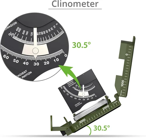 Vista 4 de Proster Brújula IP65 para senderismo de supervivencia, brújula de observación lensatic para navegación de camping, brújula con clínómetro y bolsa