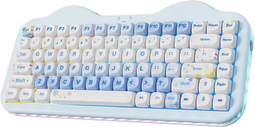 Vista 11 de YUNZII Teclado mecánico inalámbrico C75, diseño del 75%, NKRO intercambiable en caliente, modo BT5.0/2.4G/USB-C, teclas Dye-Sub PBT MOA, montaje
