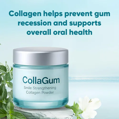 Vista 2 de Polvo de colágeno fortalecedor de sonrisa Collagum, colágeno para dientes - cuidado de pasta de dientes de hidroxiapatita en polvo protector