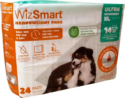 Vista 6 de WizSmart Almohadillas pesadas para orina de perro para perros grandes, cachorros, perros seniors – ultra absorbentes, a prueba de fugas, control