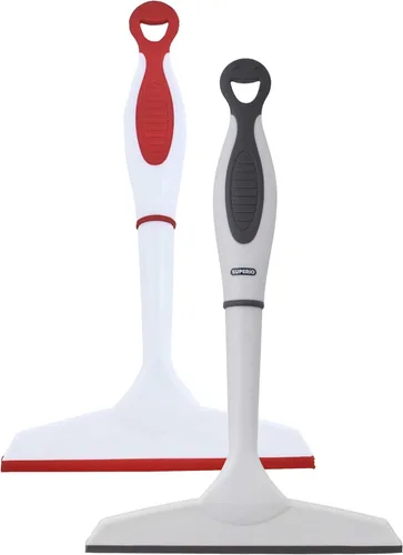 Vista 13 de Superio Escobilla de goma, paquete de 2, escobilla multiusos sin rayas, mango de agarre cómodo y gancho para colgar (azul, 6 pulgadas, 2 unidades)