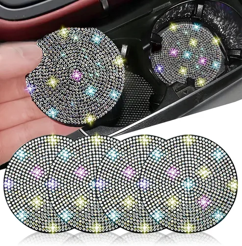 Vista 15 de NBTEPEM 2 posavasos de auto con diamantes de imitación, 2.75 pulgadas, antideslizantes, a prueba de golpes, universal, a la moda, para auto
