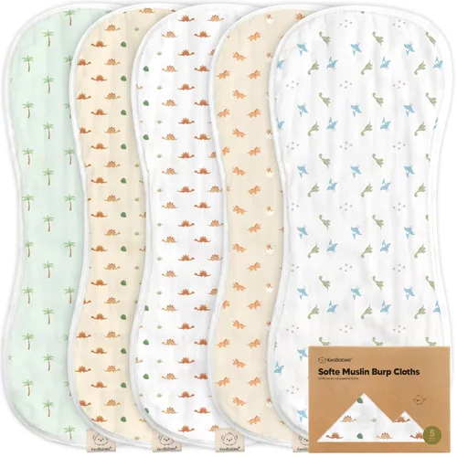 Vista 26 de 5 paquetes de paños de muselina para babero para bebé niño, niña - Paños de babero para bebé muy absorbentes, paños de muselina de algodón de bambú