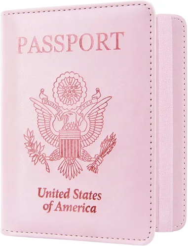 Vista 23 de ACdream Cartera de viaje con bloqueo RFID para pasaporte, funda de piel sintética de alta calidad con soporte para tarjetas, ranura para bolígrafo