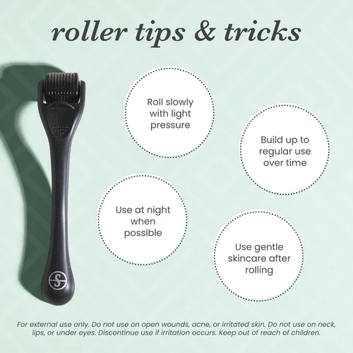Vista 9 de Sdara Skincare Derma Roller Microneedling Roller para cara, barba, cabello, incluye estuche de almacenamiento gratuito, para hombres y mujeres