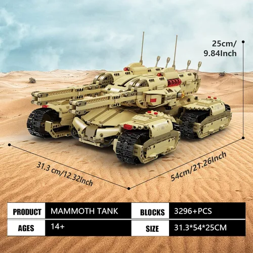 Vista 6 de Mould King 20011 Tecnología MOC Bloque de Construcción Mamut Tanque, Kit de Modelo de Tanque RC Recargable de Control Remoto para Adultos