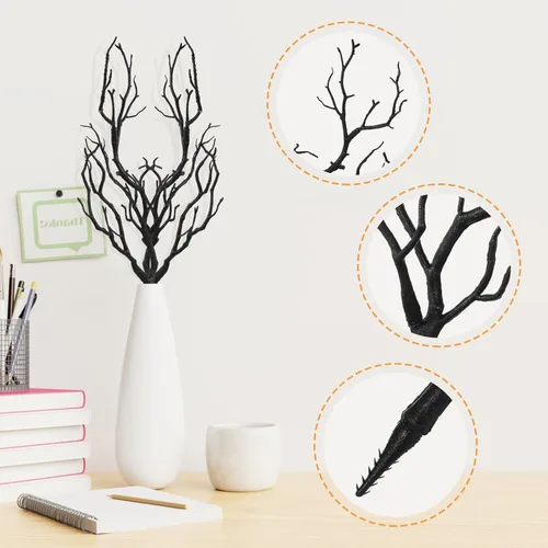 Vista 5 de SEWACC Ramas de árbol secas de asta artificial, 4 ramas de manzanita de plástico, ramas decorativas para plantas decorativas para bodas y hogar Negro