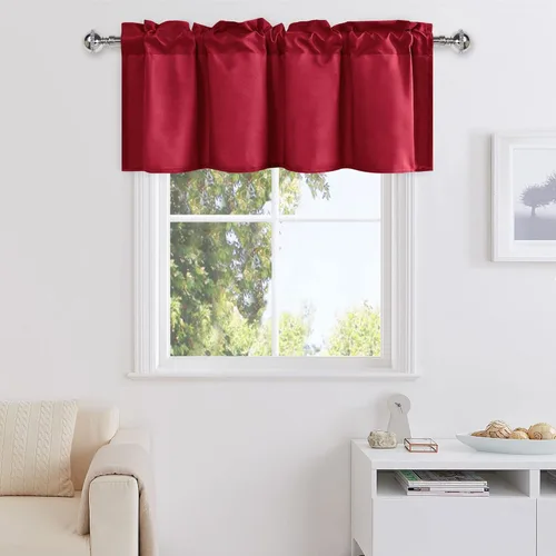Vista 41 de DWCN Cenefa para ventanas, cenefa de cortina de cocina, cenefa corta sólida, con bolsillo para barra, cortinas para ventana de baño/sótano, 1 panel