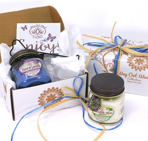 Vista 4 de Jarros de velas aromáticas para regalo, juego de 2, con cera natural de soja y velas duraderas aromáticas. La mejor idea para regalo, Unique Her