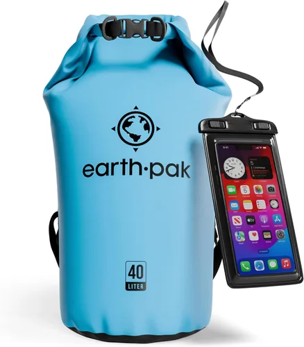 Vista 31 de Earth Pak Bolsa Seca Impermeable - Mochila Impermeable de Cierre Enrollable Superior Mantiene el Equipo Seco para Kayak con Funda Impermeable
