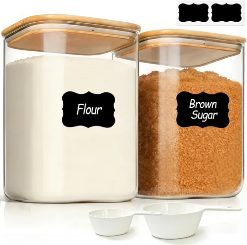 Vista 24 de ComSaf Juego de tarros de almacenamiento de alimentos de vidrio de 0.7 Qt, conjunto de 9 tarros de almacenamiento de vidrio transparente con tapas