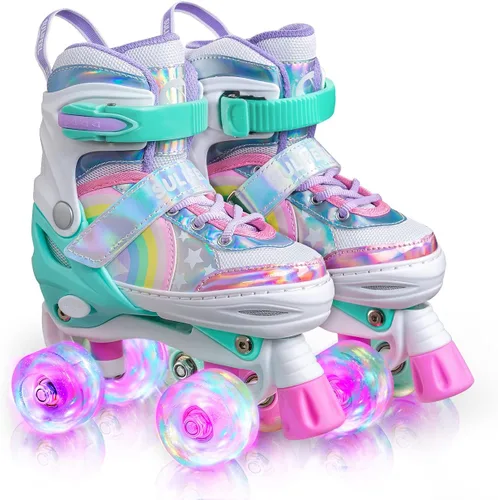 Vista 2 de Patines para niñas con lunares, color blanco, M