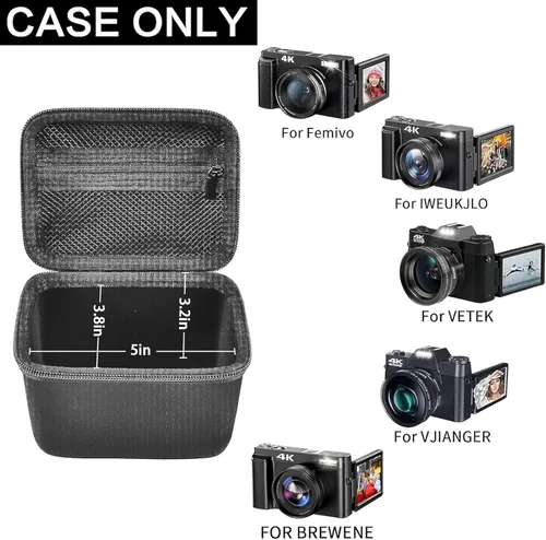 Vista 2 de Funda para cámara de Vlogging compatible con Duluvulu/VJIANGER/JGIPL/cámaras digitales TEBNGIHNM 4K para Youtube. Estuche de transporte para cámara