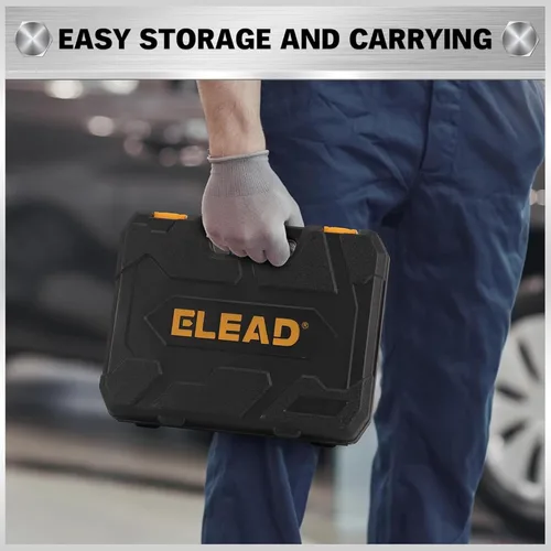 Vista 8 de ELEAD Juego de 33 llaves combinadas de trinquete Tamaños SAE y métricos (1/4" a 3/4" y 6-18mm) Diseño de engranaje de 72 dientes Acero CR-V