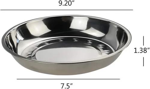 Vista 2 de Teyyvn Paquete de 4 platos llanos de acero inoxidable, platos redondos para acampar, 9.2 pulgadas