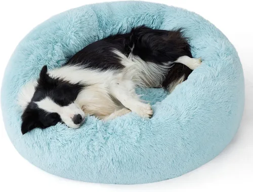 Vista 27 de Bedsure - Cama calmante para perros pequeños y medianos, lavable, con forma de dona, antideslizante, afelpada, esponjosa, pelo sintético, cama
