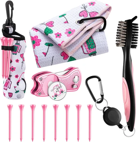 Vista 37 de Liliful Kit de Accesorios de Golf de 12 Piezas, Incluye Bolsa para Pelotas de Golf con Gancho, Toalla, Tees, Marcador de Pelota Magnético