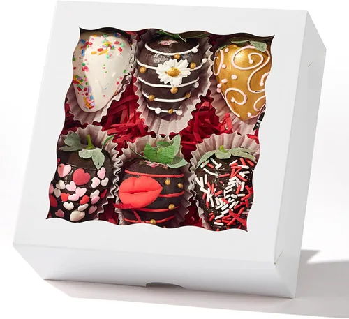 Vista 10 de RomanticBaking 20 piezas cajas de panadería elegantes de 6 x 6 x 2.5 pulgadas con ventana, ideales para galletas, fresas cubiertas de chocolate