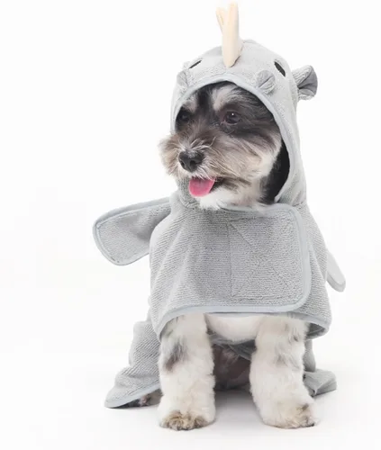 Vista 33 de Bata de baño para perros Barkbox de secado rápido con cierre de gancho y bucle y atadura envolvente, ropa linda para perros, fácil de limpiar