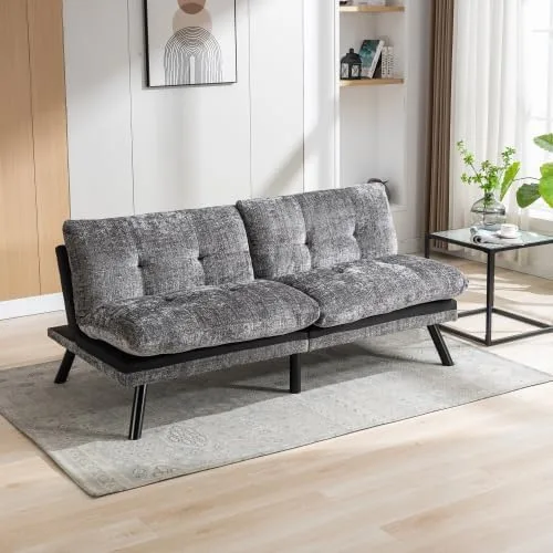 Vista 11 de anwickjeff Sofá cama futón, sofá convertible moderno, sofá biplaza plegable, sofás de futón transpirables para espacios pequeños compactos