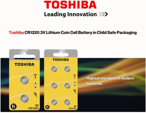 Vista 3 de Toshiba CR1220 - Paquete de ampolla resistente a los niños de celda de moneda de litio de 3 V (2 baterías)