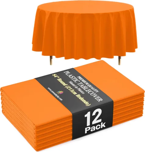 Vista 46 de Exquisite 66% Thicker Premium Aqua Round Tablecloth 0.5 Mil 6 Pack Plastic Table Cloth Disposable 84 Inch Round Plastic Tablecloth Won't Tear Easily