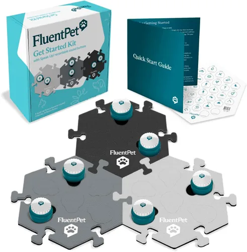 Vista 11 de FluentPet Kit de vocabulario de tecla Speak Up con sonido más claro hacia arriba, 12 botones grabables para perros y 6 HexTiles neutros Juego