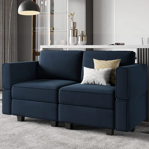 Vista 36 de Belffin - Sofá modular de terciopelo con asientos de almacenamiento, sofá de 3 plazas para sala de estar, color negro
