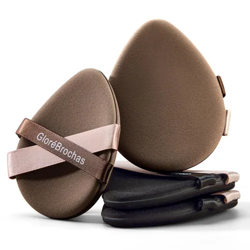 Vista 11 de Juego de esponjas para maquillaje, GloréBrochas 2 piezas, esponjas de base de baja absorción micro porosas, almohadillas de PU con cojín sin látex