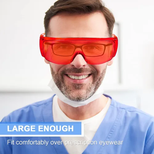 Vista 4 de EZGO Gafas de seguridad para laboratorio dental, gafas antivaho para protección de ojos, gafas de seguridad para blanquear los dientes, luz de curado