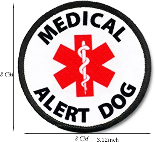 Vista 2 de Parche para perro de alerta médica de 3 pulgadas, EMS Medical Services Dog Tactical Hook Loop Parche Bordado Parche Emblema Insignia para chaleco